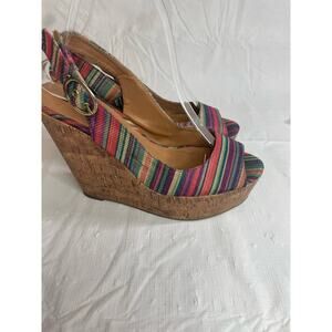 Soda Peep-Toe Sling Back Wedge Heel Women's 7